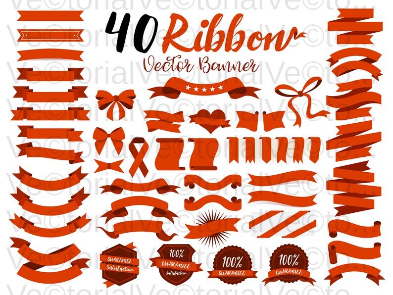 Svg 40 Red Ribbons Vector Svg Eps Dxf Pdf Png Jpeg Etsy