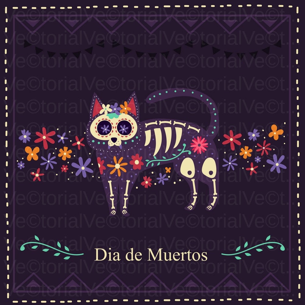 Download Svg Cut Cat Skeleton Day Dead Halloween Skull Clipart Etsy PSD Mockup Templates