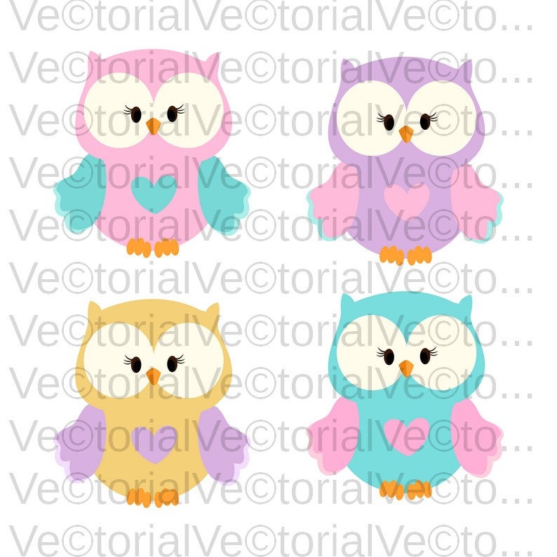 Colorful Owls Vector Svg Eps Dxf Pdf Png Jpeg Etsy