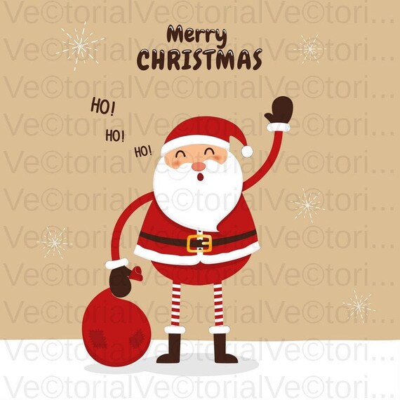 Download Christmas Svg Santa Claus Is Waving With Sack Gifts Etsy PSD Mockup Templates