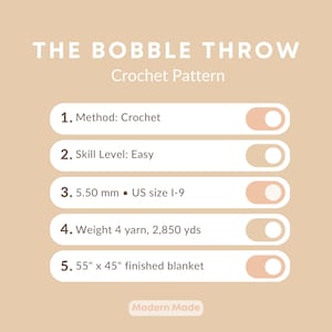 Bobble Throw Crochet Pattern Easy Crochet Blanket Pattern Crochet Afghan Pattern PDF Instant Digital Download image 5