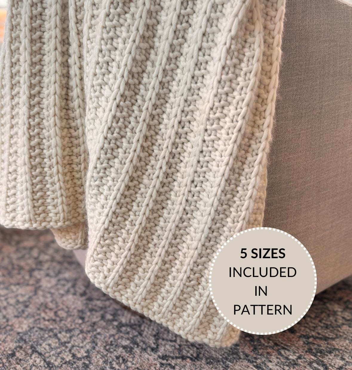 Knit Sweater Throw Pattern- Beginner Knitting Pattern- Instant PDF Download