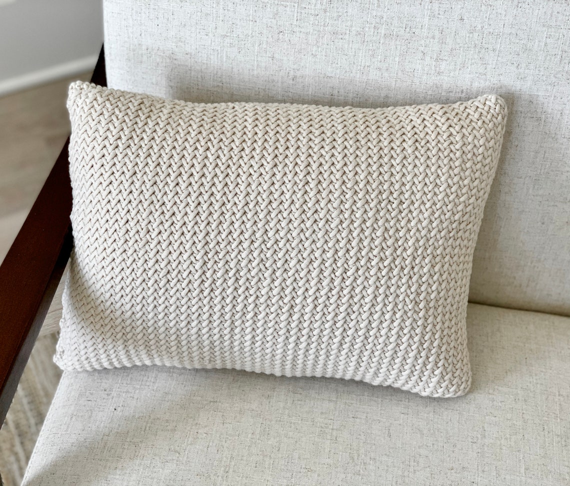 The Herringbone Throw Pillow Knit Throw Pillow Pattern Etsy