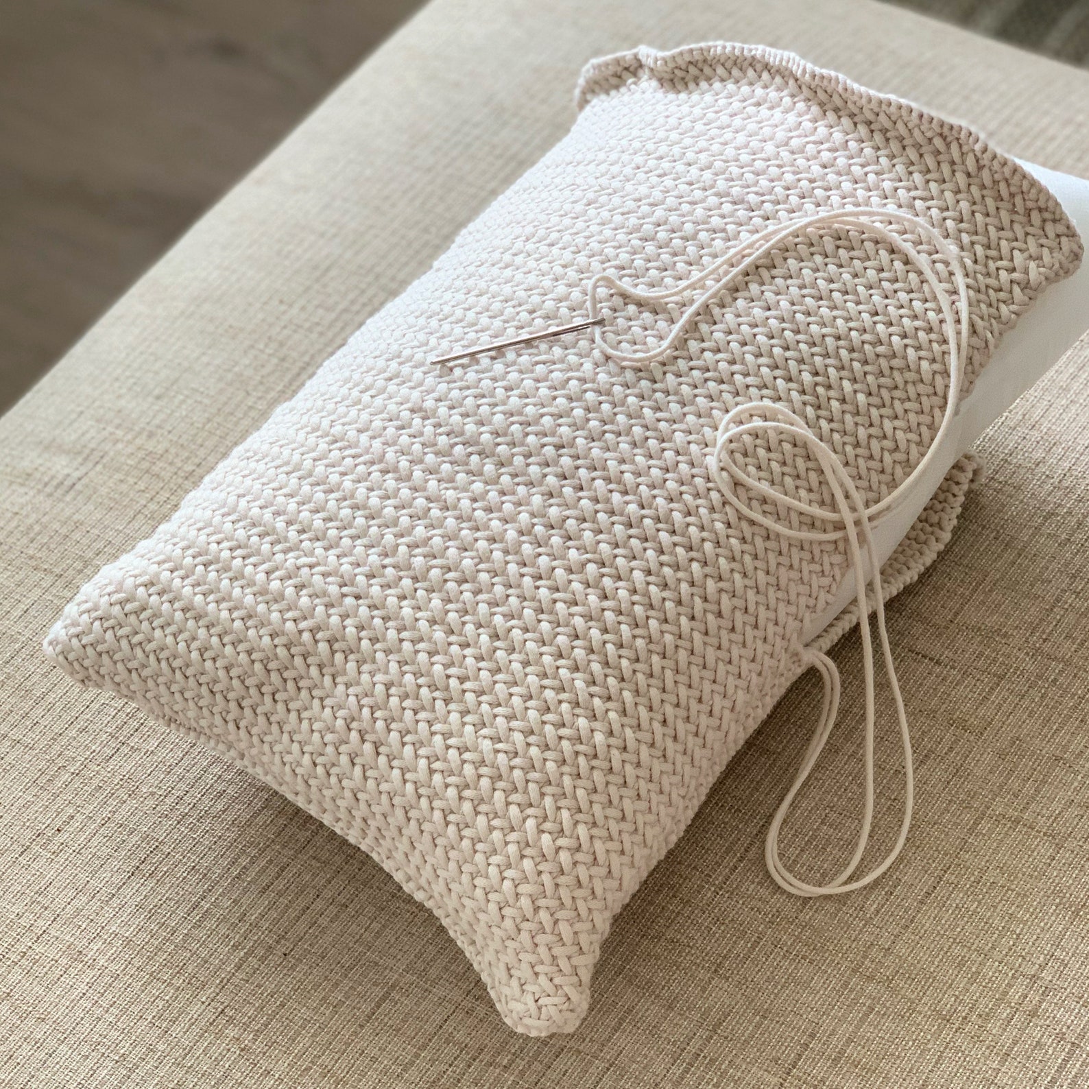 The Herringbone Throw Pillow Knit Throw Pillow Pattern Etsy