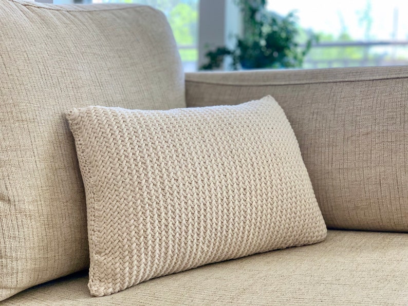 The Herringbone Throw Pillow Knit Throw Pillow Pattern Etsy