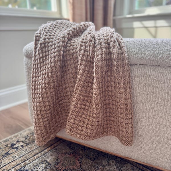 KNITTING PATTERN x Modern, Easy, Afghan x Windowpane Throw