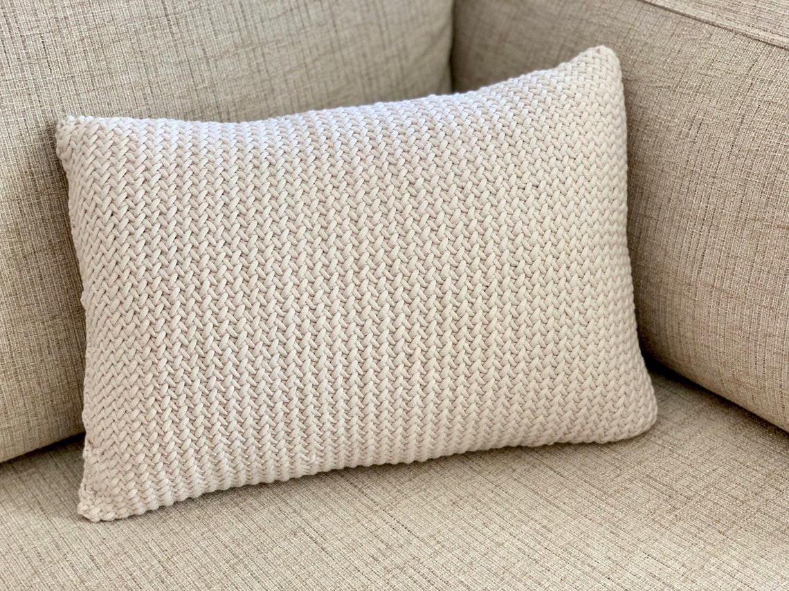 The Herringbone Throw Pillow Knit Throw Pillow Pattern Etsy