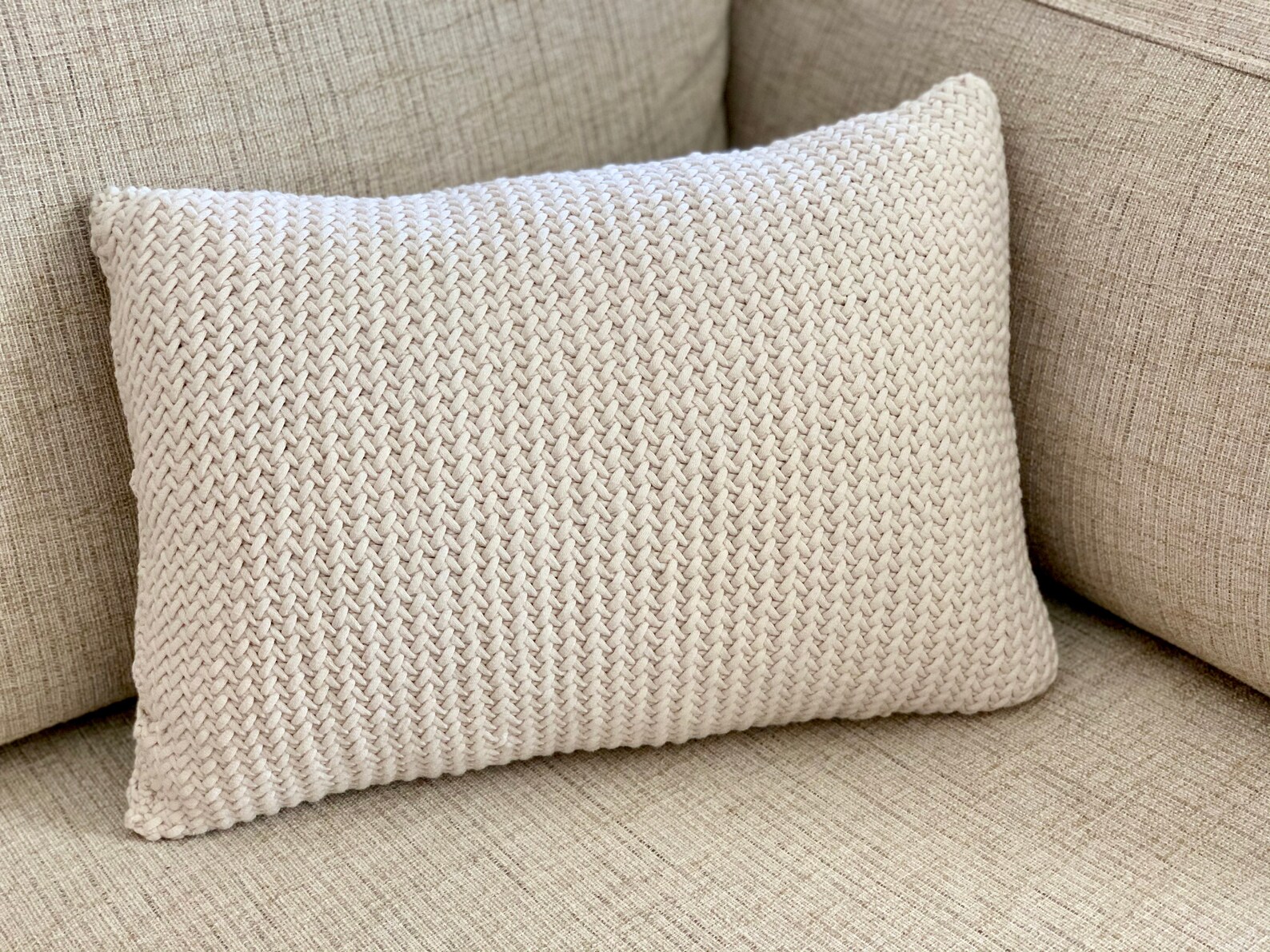 The Herringbone Throw Pillow Knit Throw Pillow Pattern Etsy