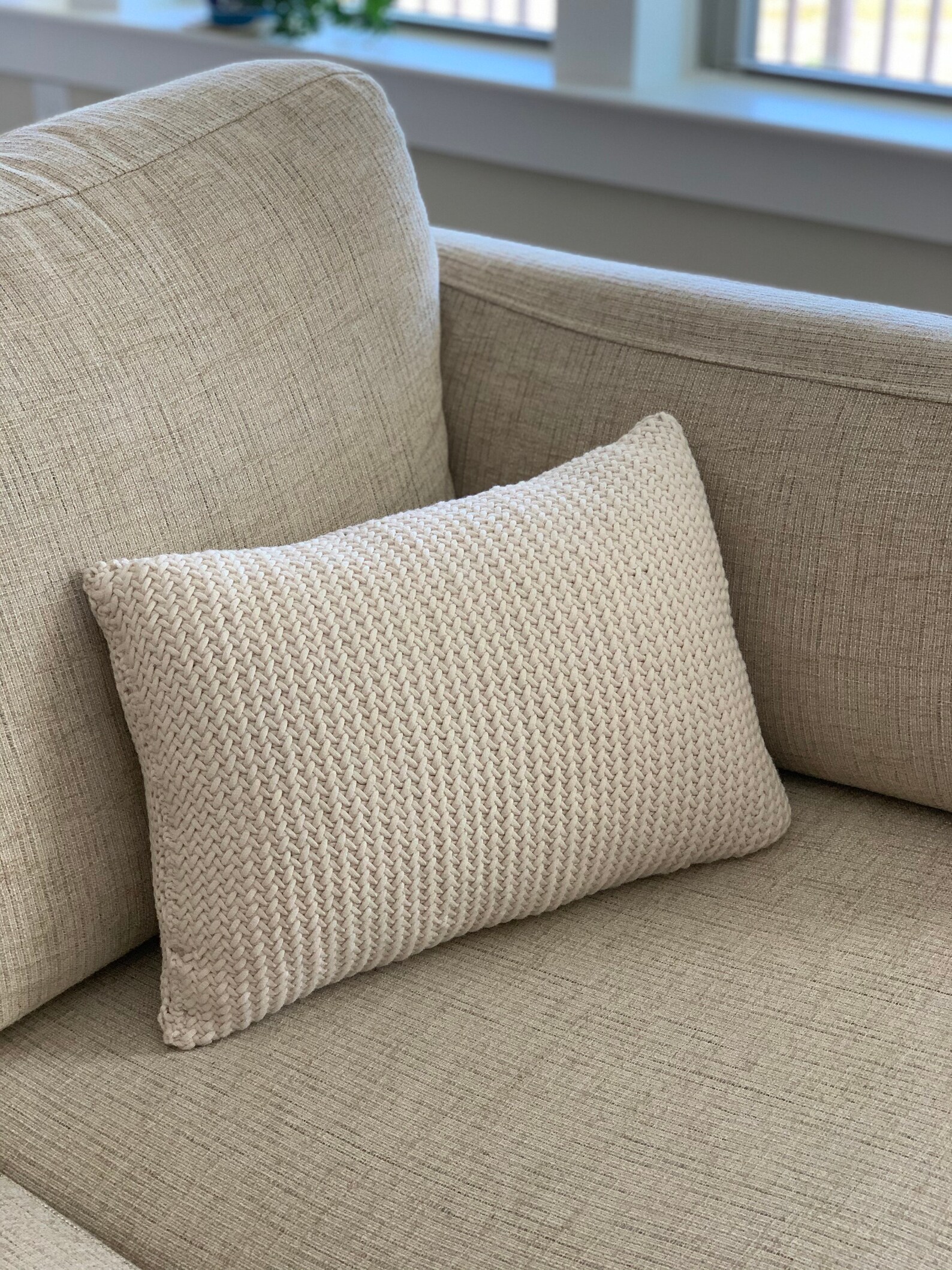 The Herringbone Throw Pillow Knit Throw Pillow Pattern Etsy