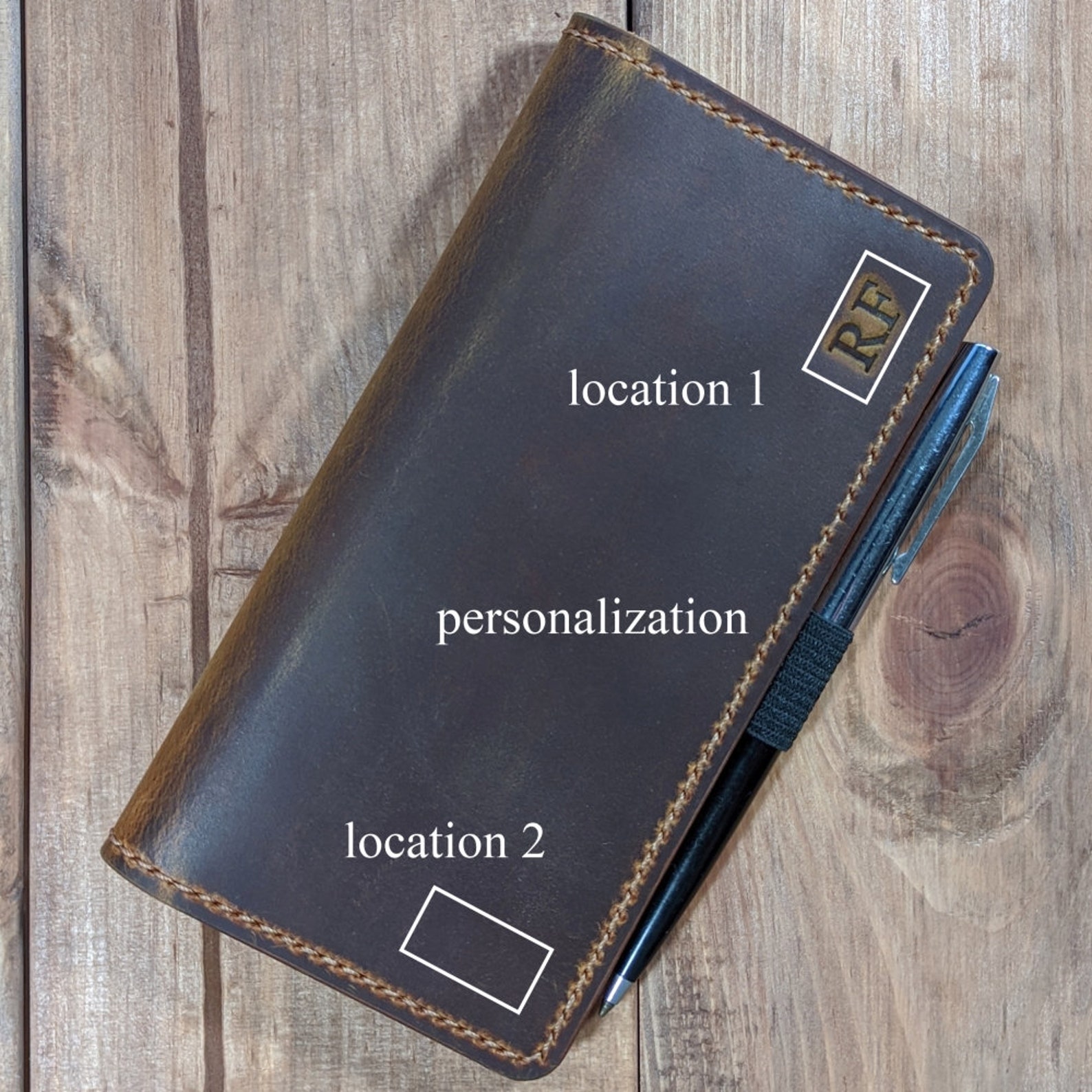 Leather Checkbook Cover With Pen Holder Distressed Leather Etsy