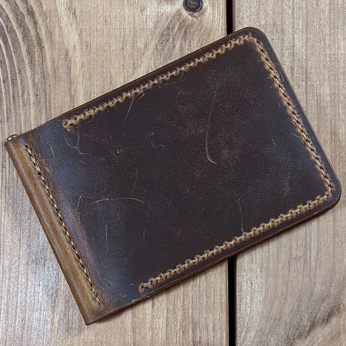 Leather money clip wallet Front pocket wallet Money clip Etsy