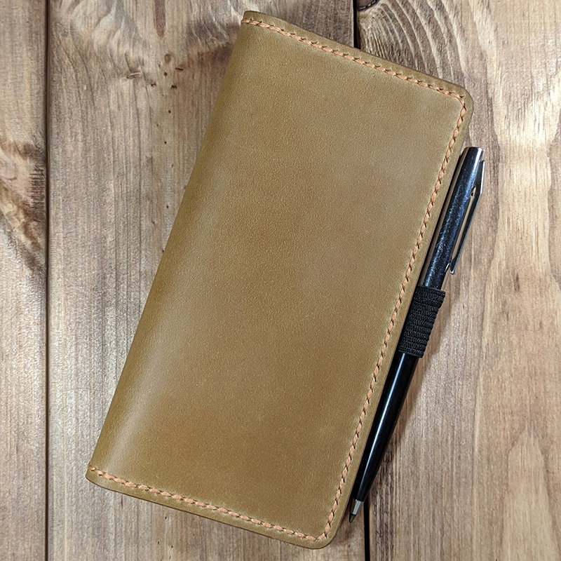 Leather Checkbook Cover With Pen Holder Leather Checkbook Etsy