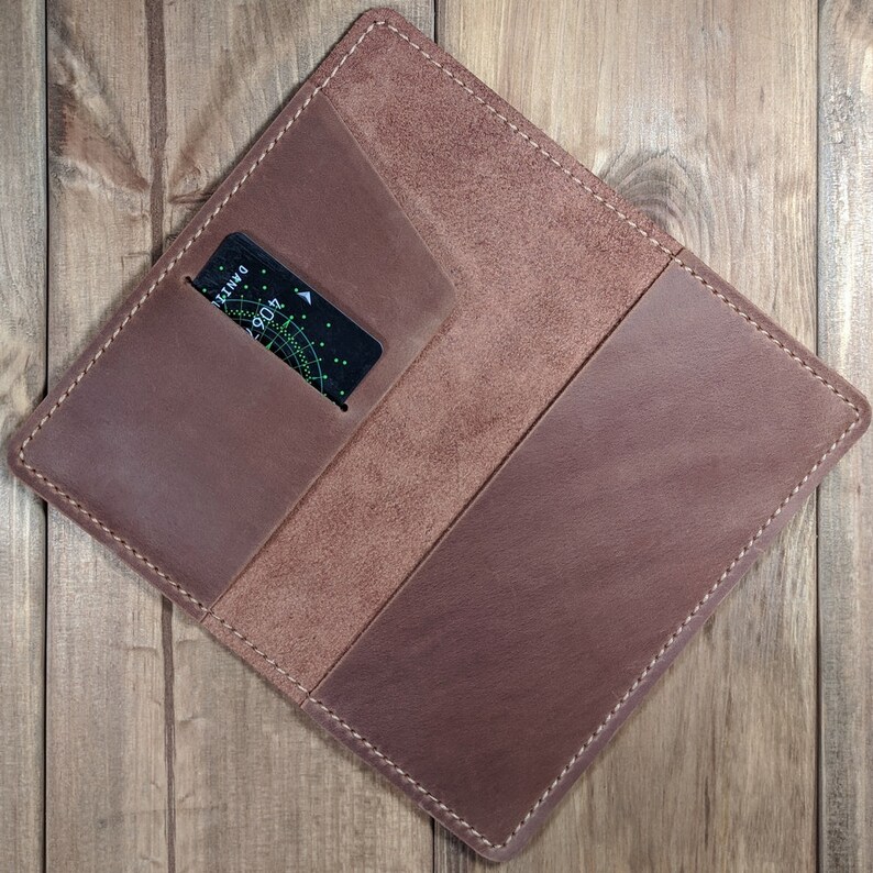 Leather Checkbook Cover With Credit Card Slot Genuine Leather Etsy