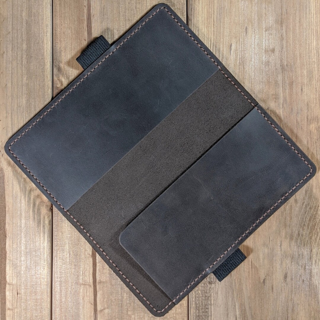 Leather Side Tear Checkbook Cover With Pen Holder, Leather Side Tear
