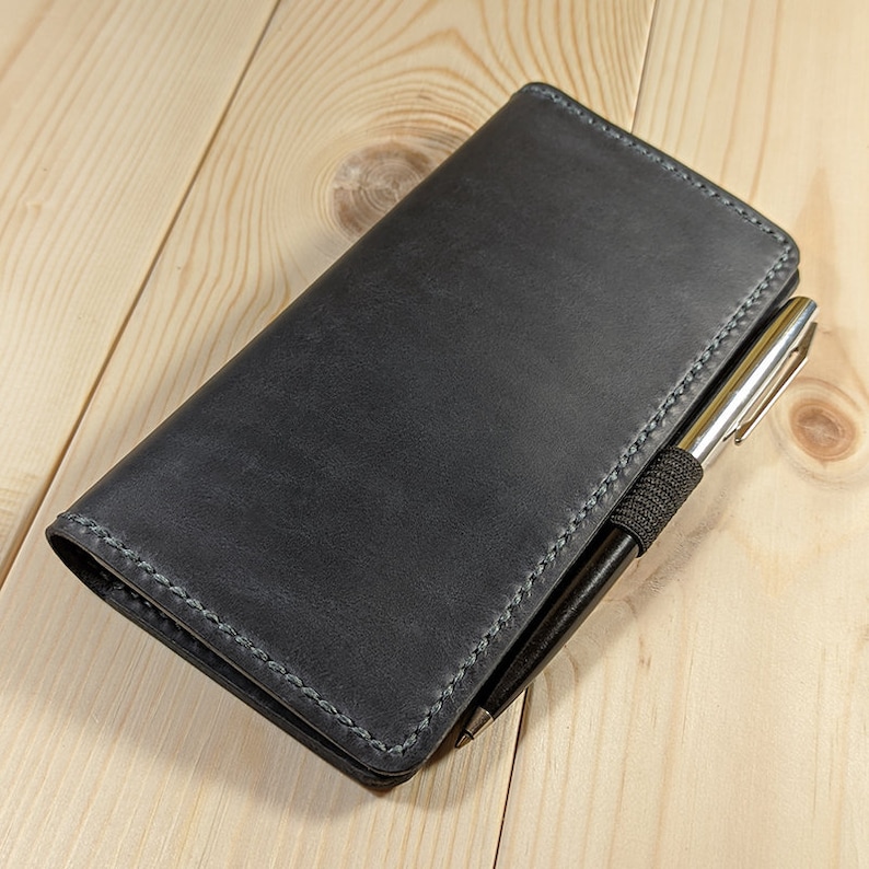 Leather Checkbook Cover With Pen Holder Leather Checkbook Etsy