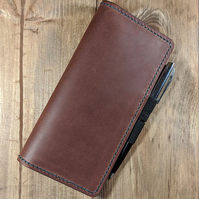 Leather Side Tear Checkbook Cover With Pen Holder Leather Etsy
