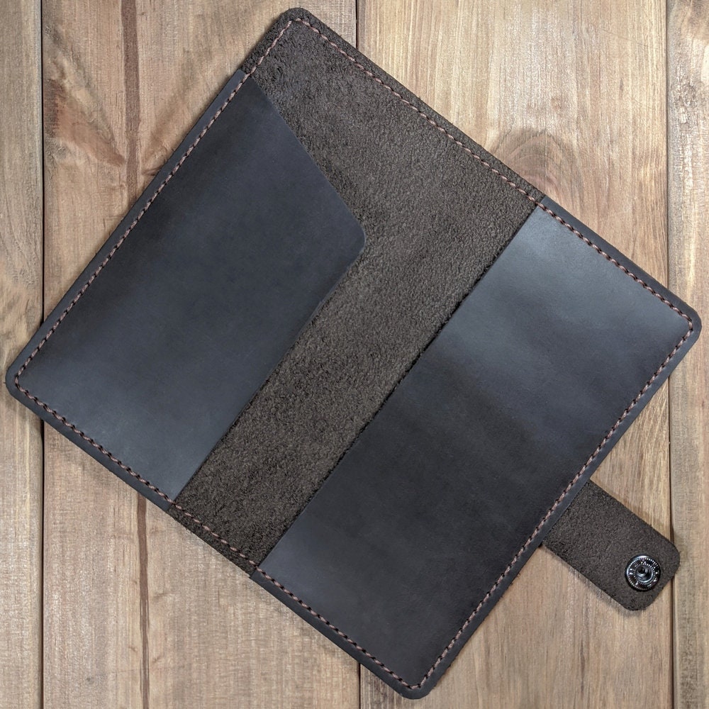 Checkbook Covers With Snap Genuine Leather Checkbook Cover Etsy