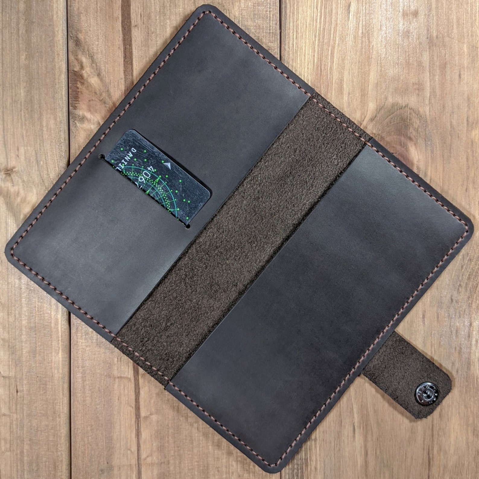 Checkbook Cover With Credit Card Slot Genuine Leather Etsy
