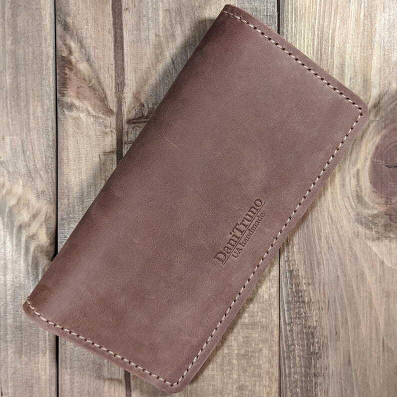 Leather Checkbook Cover With Credit Card Slot Genuine Leather Etsy