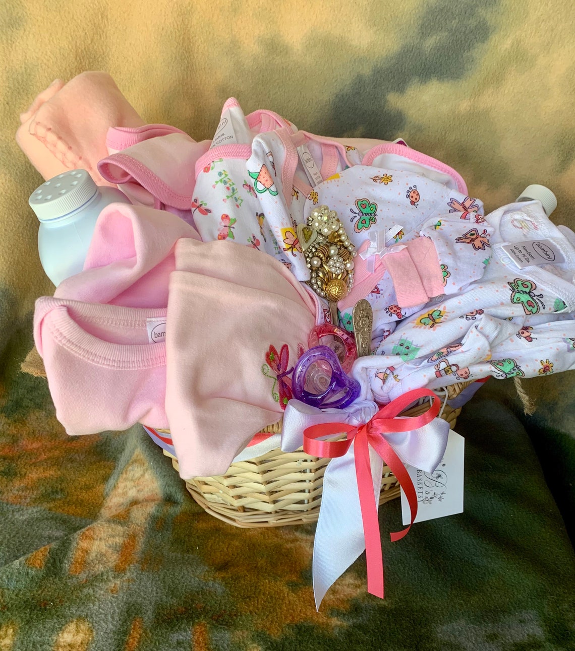 New Baby Girl Celebration Gift Basket Etsy