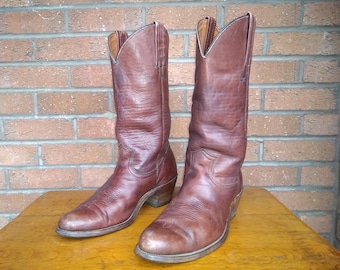 STIVALI PELLE COWBOY texani vintage FRYE originali marrone STIVALI PELLE COWBOY texani vintage FRYE originali marrone