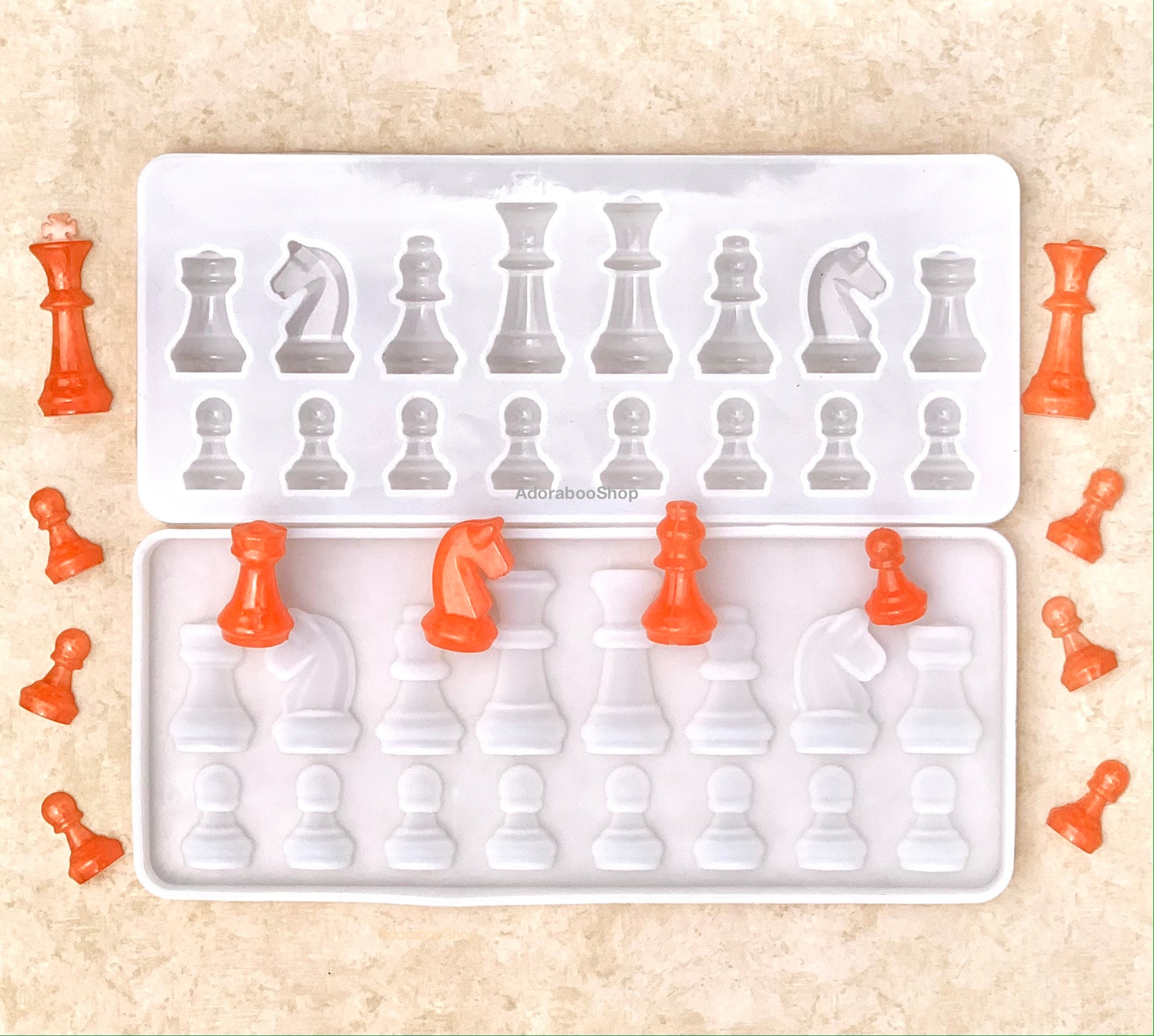 Tofficu 3 Sets Chess Mold Chess Board Silicone Resin Molds Epoxy Resin  Casting Molds Chess Accessories Silicone Molds for Epoxy Resin Polymer Clay