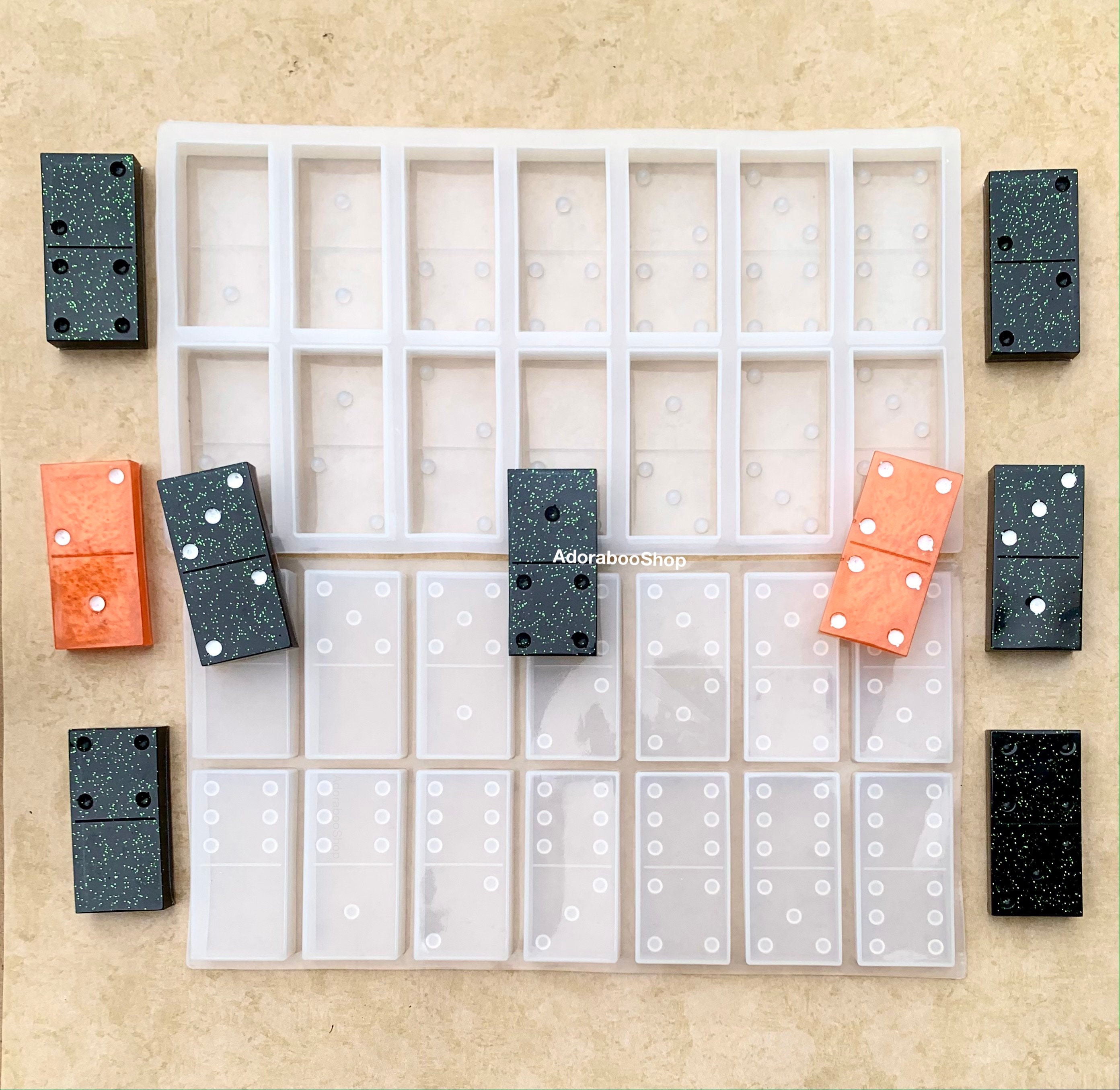 2PCS Resin Molds Domino, Dot Dominoes Mold Reusable Domino Resin Mould for  Domino Games or DIY Crafts 