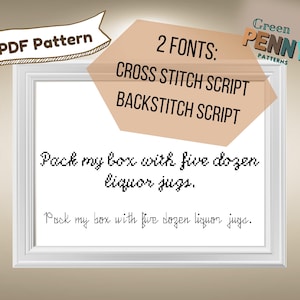 Cursive Font Alphabet - Cross Stitch Pattern, Instant Download, PDF Pattern