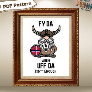 Uff Da Gnome - Cross Stitch Pattern, Instant Download, PDF Pattern