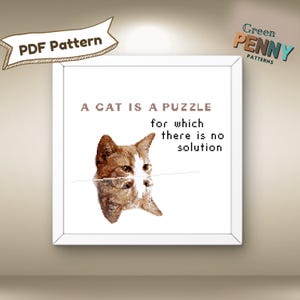 A Cat is a Puzzle - Cross Stitch Pattern, Instant Download, PDF Pattern