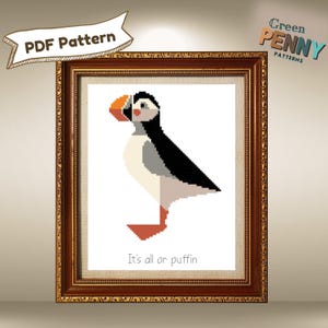 Poster Series - Puffin - Cross Stitch Pattern, Instant Download, PDF Pattern