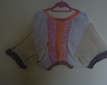 Unusual Bat Wing Sleeved Striped Sweater