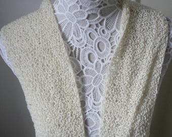 Boucle Textured Knit  Scarf in Cream