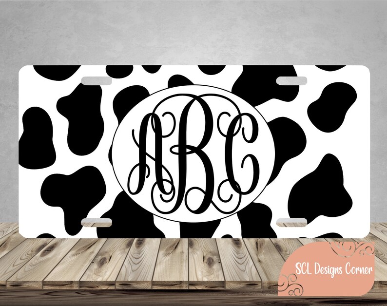Custom Front License Plate Personalized Cow Print License Plate Personalized Car Accessories Front License Plate Monogram License Plate