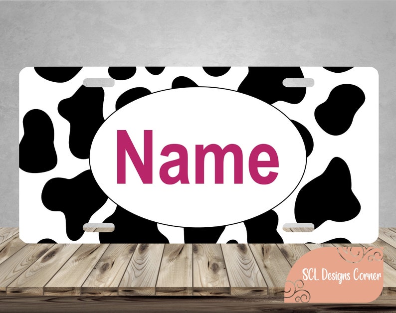 Custom Front License Plate Personalized Cow Print License Plate Personalized Car Accessories Front License Plate Monogram License Plate