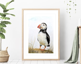 Lone Puffin Giclee Print in Various Sizes