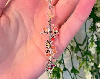 Mushroom Sword Acrylic Keychain, Fantasy DND RPG Collectible