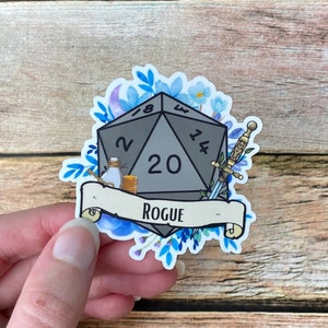 Dnd Rogue vinyl sticker, Glossy dice sticker, D20, Dungeons and dragons, Dnd gifts, Dnd water bottle sticker, Laptop stickers, RPG sticker