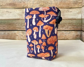 Mushroom Dnd Dice Bag, Reversible Cotton Drawstring Pouch