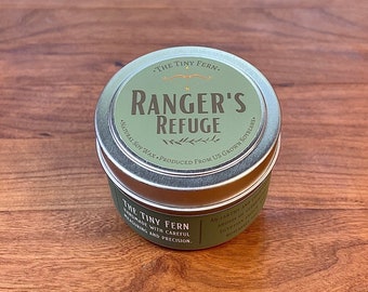 Ranger's Refuge candle, Dnd candle, Gaming candle, Small candle, Dnd gifts, Tin Candle, Cedarwood, Egyptian amber, Rosemary sage