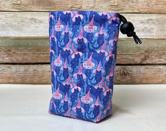 Handmade Witchy Cat Dice Bag, Large Pouch for DND, RPG Dice Holder