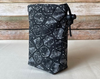 RPG dice bag, Black dice bag, Dice set bag, Dice storage bag, Dice bag for dungeons and dragons, Dungeons and dragons dice