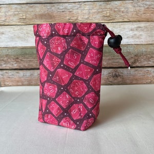 Red dice bag, Red dice bag, Dice storage, Drawstring bag for dice, RPG gamer gifts, Drawstring dice bag, Dnd dice bag