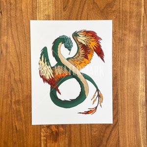 Dungeons and dragons art print, Dnd monster couatl, Dnd art, Dnd print, Dungeon master gift, Nerdy decor, Dnd tavern wall hanging, Dnd gifts