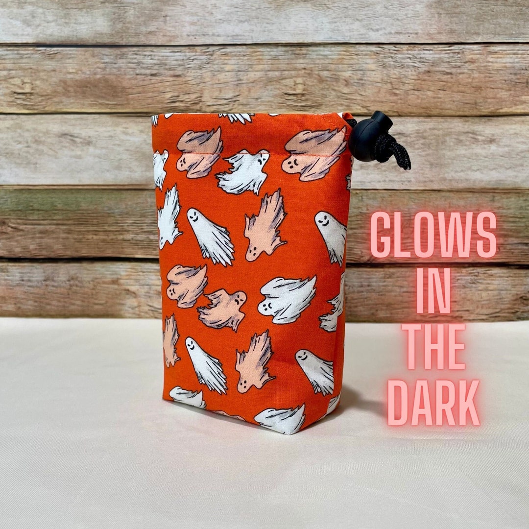 Orange Ghost Dice Bag, Gamer Gift Bags, Halloween Dice, Dice Bag of