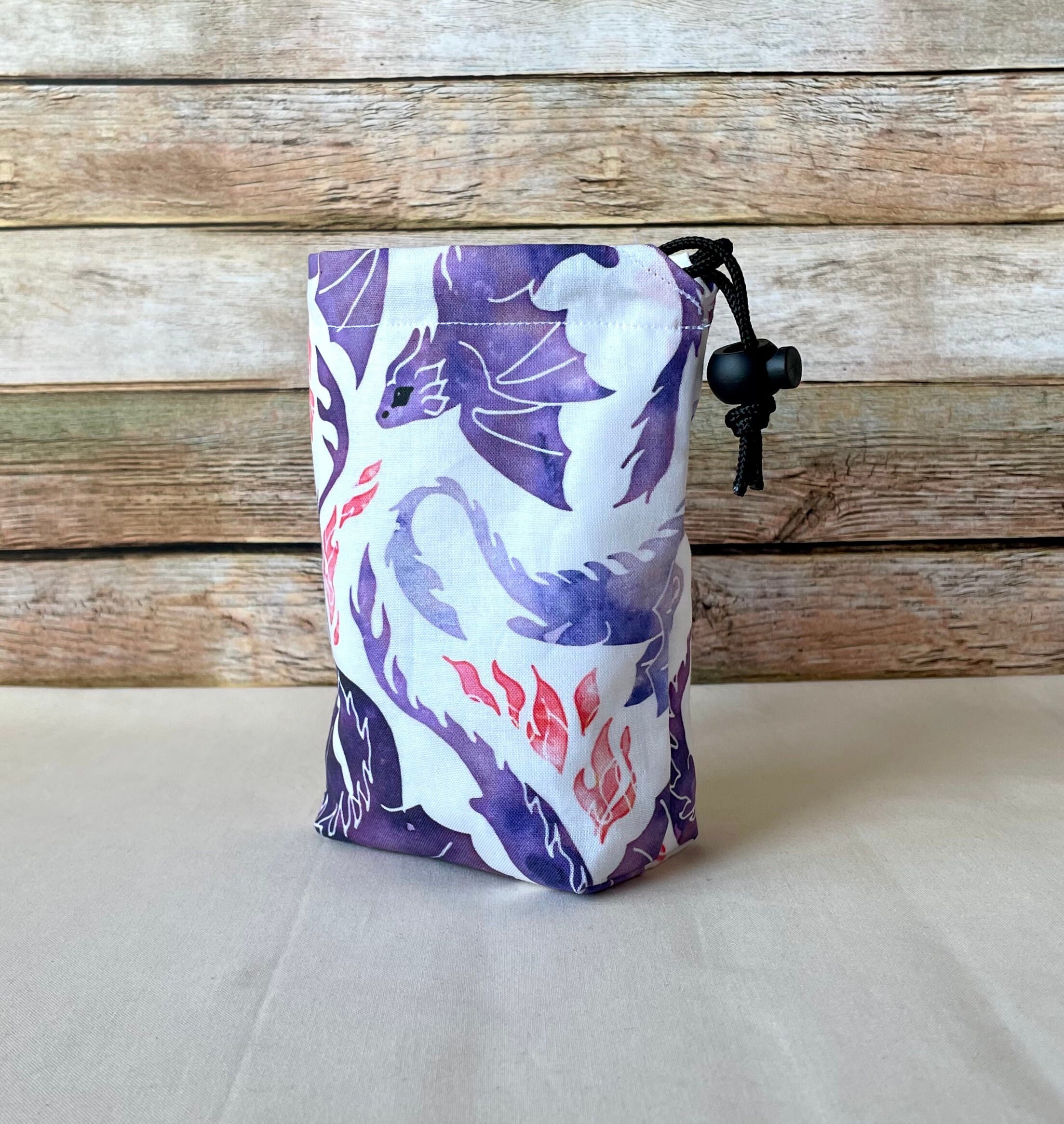 Dragon dice bag, Purple dice bag, Gamer gift bag, Dungeons and Dragons gift, Drawstring dice bag, Dnd dice pouch, Dnd gifts