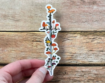 Mushroom Sword Glossy Vinyl Sticker, Fantasy sticker, Dnd gifts, RPG collectibles, Dungeons and Dragons, Laptop stickers