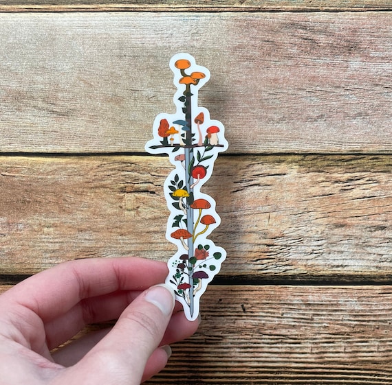 Mushroom Sword Glossy Vinyl Sticker, Fantasy sticker, Dnd gifts, RPG collectibles, Dungeons and Dragons, Laptop stickers