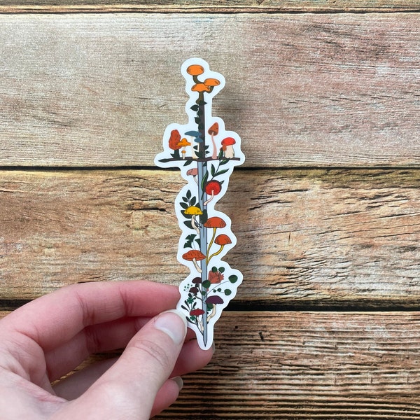 Mushroom sword vinyl sticker, Glossy sticker, Fantasy sticker, Dnd gifts, RPG collectibles, Dungeons and Dragons, Laptop stickers