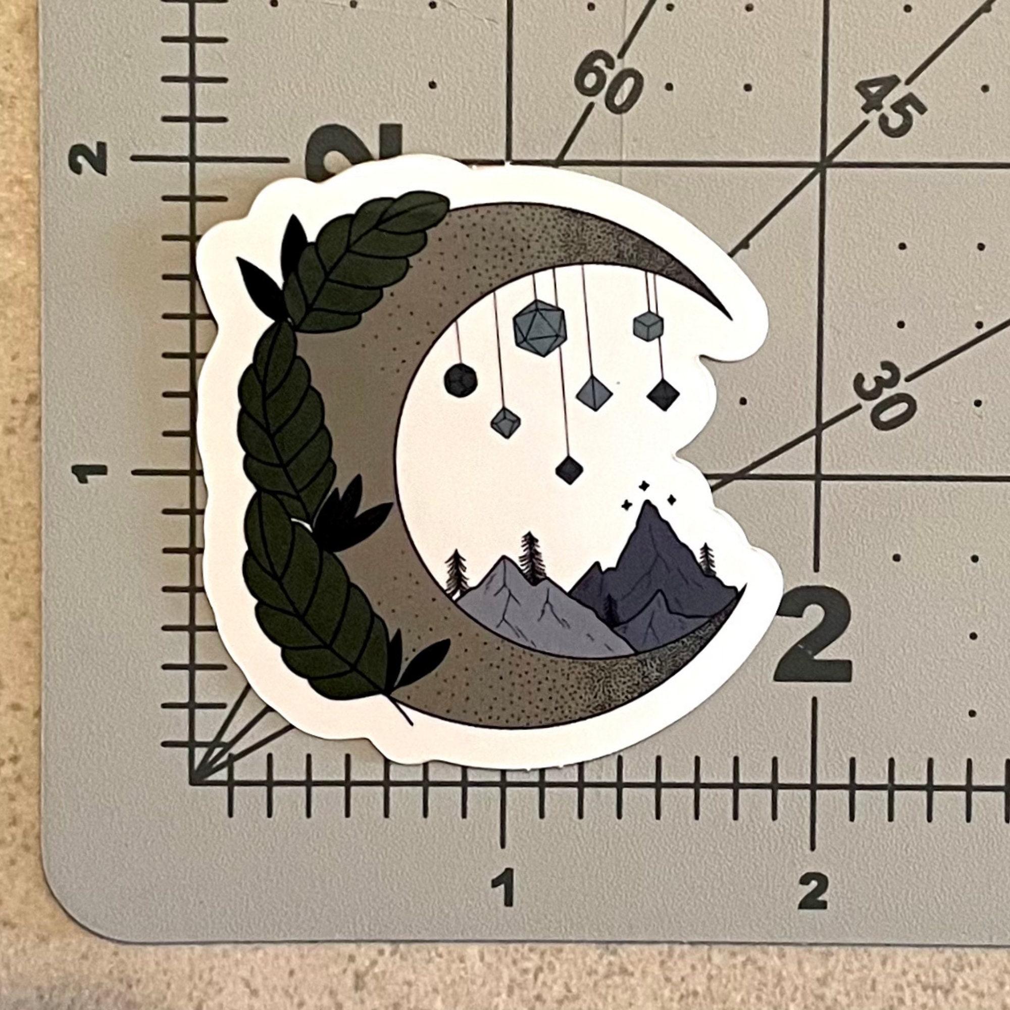 D&D Moon Vinyl Sticker, Dice, Mountains, Laptop Decal - Etsy